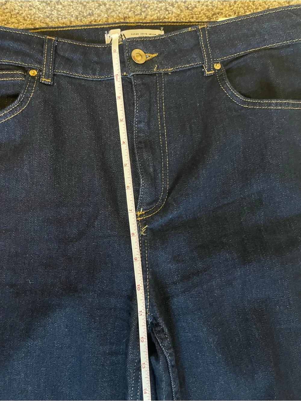 Zara Straight Leg High Rise Soft Stretch Dark Wash Jeans